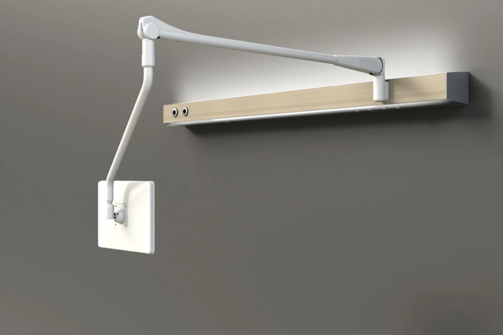 Das Bild zeigt ein TV-Arm-Element, welches in einer Medizinischen Versorgungseinheit integriert ist.